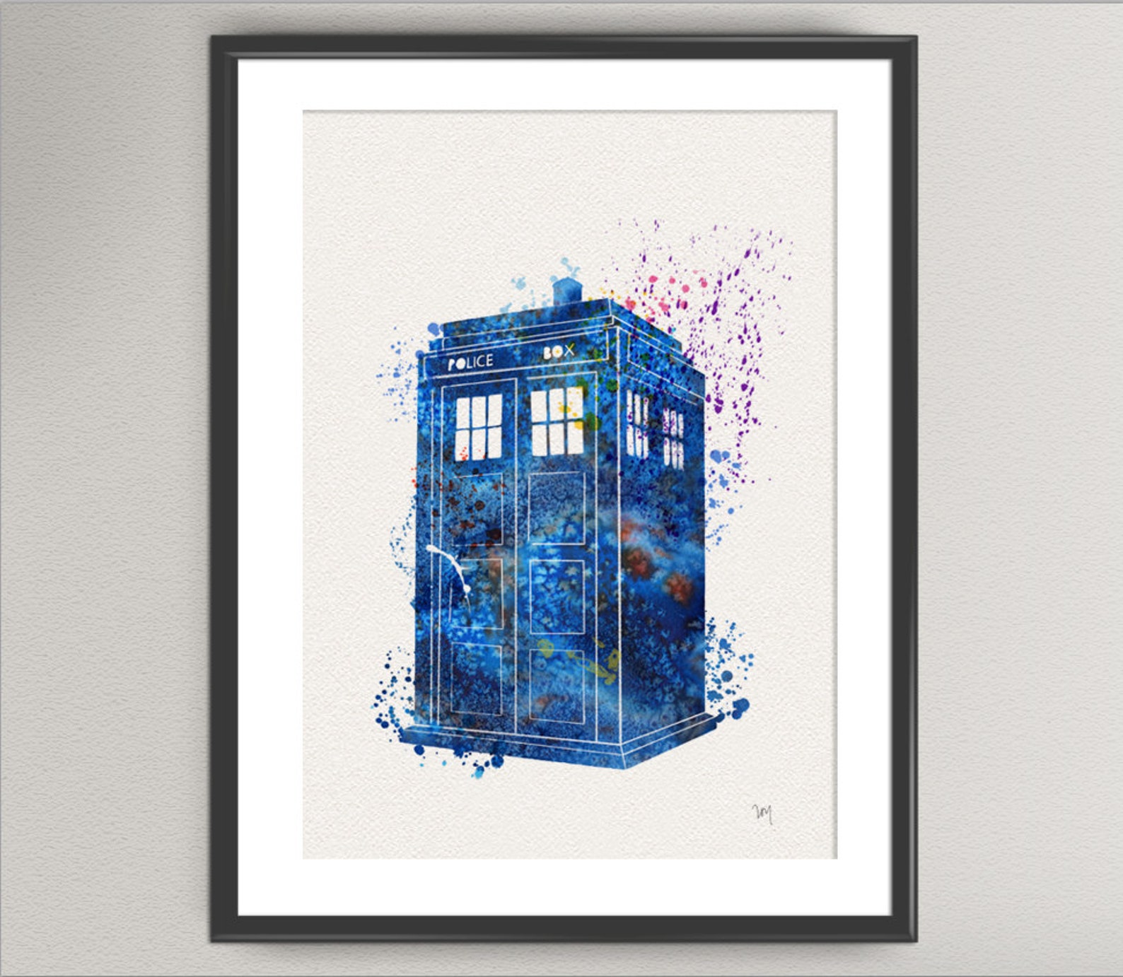 TARDIS Doctor Who Watercolor Print Time Machine Bedroom Decor Art Print ...