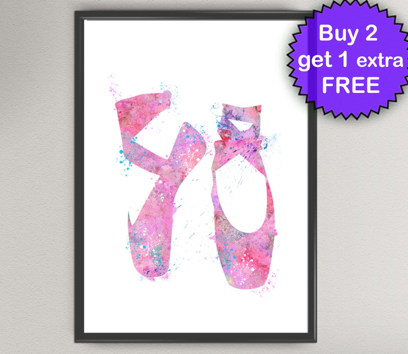 ballerina shoes pink watercolor art print ballet shoes ink classic dance painting illustrations art print wall art wall decor ar