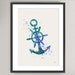ANCHOR and RUDDER Watercolor Art Print Sea Ink Painting Ocean ...