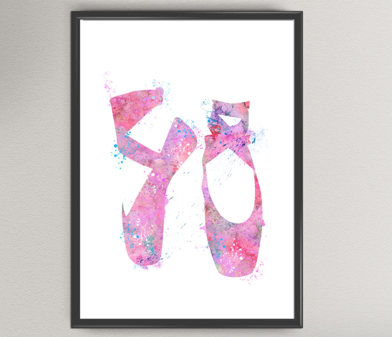 ballerina shoes pink watercolor art print ballet shoes ink classic dance painting illustrations art print wall art wall decor ar