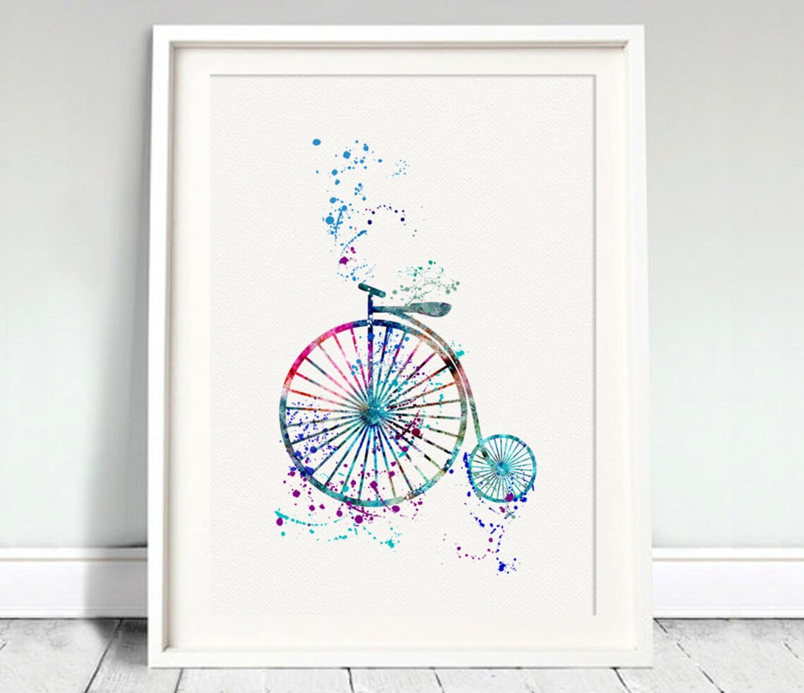 OLD BICYCLE Watercolor Art Print Ink Vintage Bicycle Painting Etsy