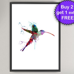 HUMMINGBIRD Watercolor Art Print Bird Birthday Gift Nursery illustrations Art Print Wall Art Poster Wall Decor Home Nursery Bird (8-Nº1)