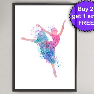 BALLERINA Watercolor Art Print Ballet Dancer Baby Shower Nursery Birthday Gift Nursery Classic Dance Wall Art Poster Wall Decor (10-Nº5)