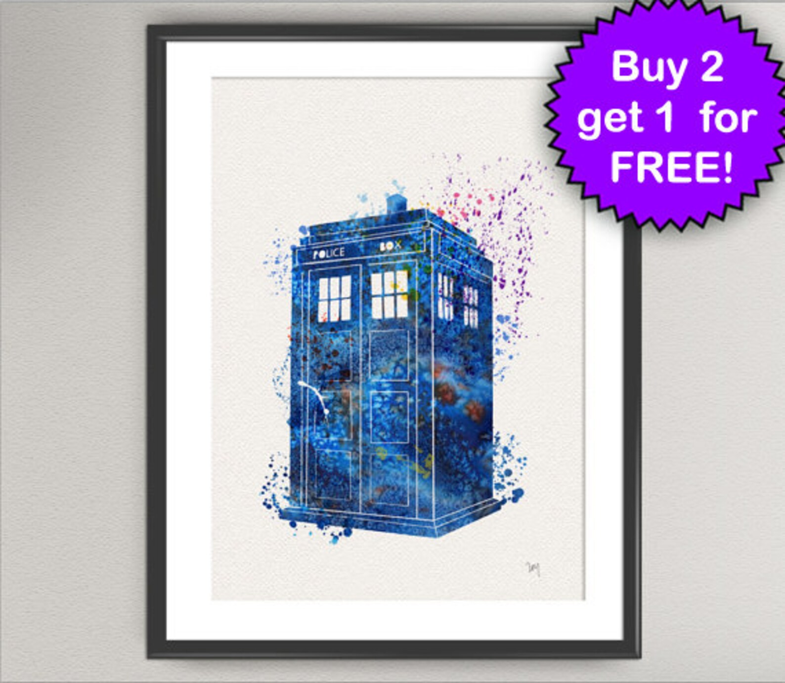 TARDIS Doctor Who Watercolor Print Time Machine Bedroom Decor Art Print ...