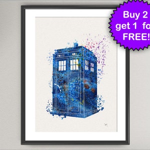 TARDIS Doctor Who Watercolor Print Time Machine Bedroom Decor Art Print Wall Art Gift Decor Poster Wall Decor Art Home Decor (28-Nº1)