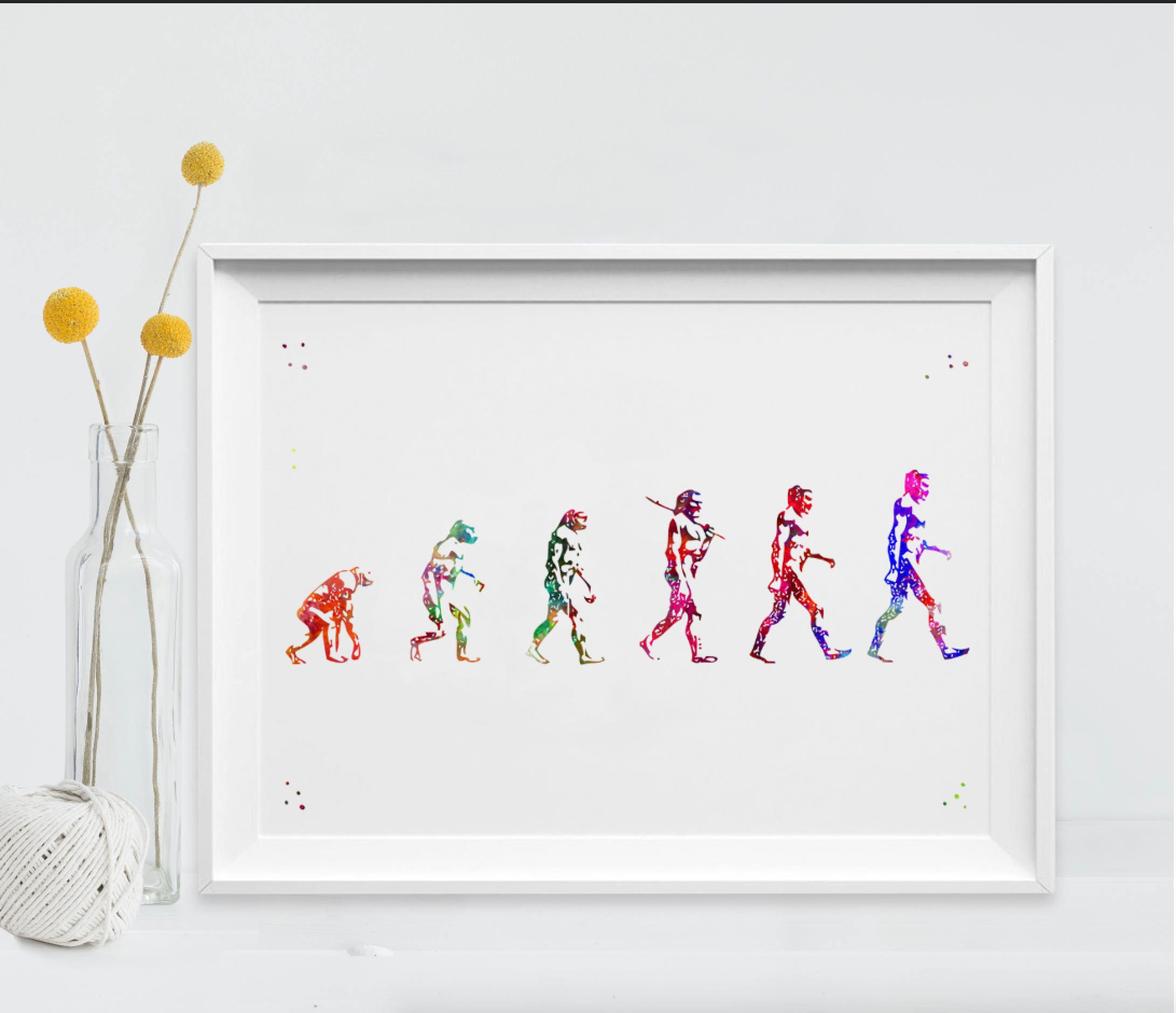 Evolution of Human Print Watercolor Ape Evolution Art Print Human Skull ...