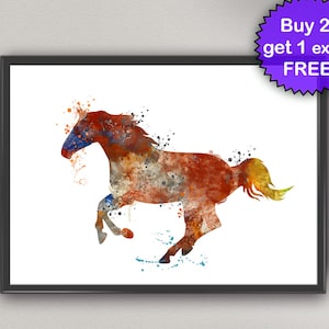 HORSE Watercolor Art Print  Animal Stallion Ink Painting illustrations Art Print Wall Art Poster Giclée Wall Decor Art Home (6-Nº2)