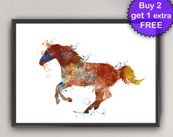 HORSE Watercolor Art Print  Animal Stallion Ink Painting illustrations Art Print Wall Art Poster Giclée Wall Decor Art Home (6-Nº2)