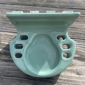 Vintage tandenborstelhouder van American Olean Tile uit de jaren 1950/60, jadegroen/zeegroen, voor de badkamer, 4 x 4 inch.