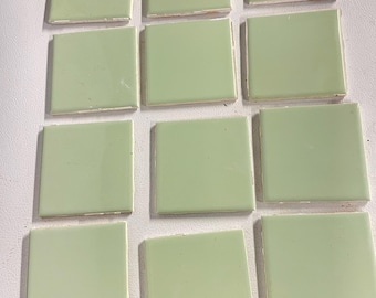 12 piezas de azulejos de cerámica vintage American Olean, color verde niebla, 4,25" x 4,25" (recuperados)