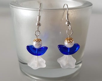 Angel earrings - Christmas earrings - blue angels