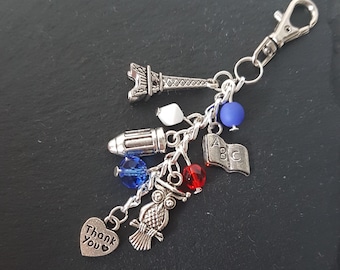 French Teacher thank you gift - French teacher bag charm - French teacher keychain