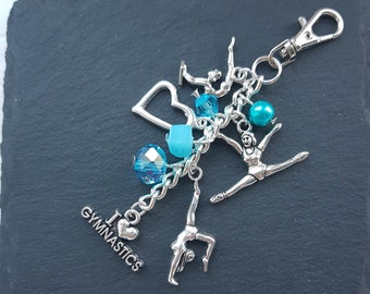 Gymnastics bag charm - gymnastics gift - gymnastics keychain