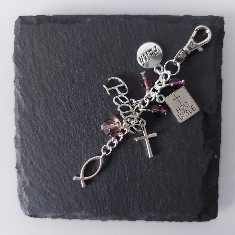 Christian gift Christian bag charm Christian faith keychain image 1