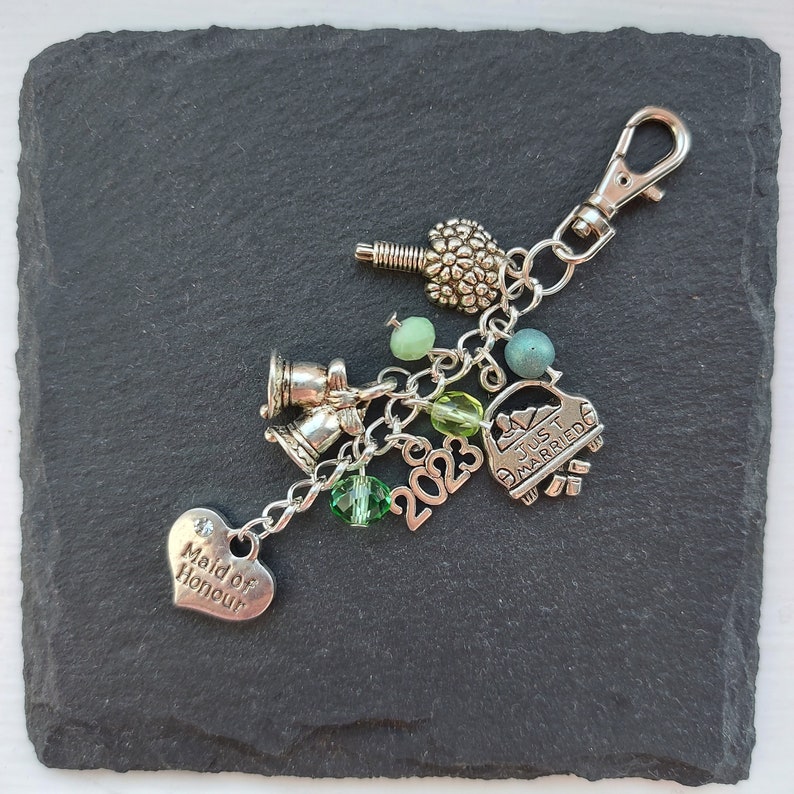 Maid of Honour bag charm Matron of honour keychain bridal party gifts image 3