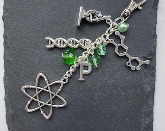 Scientist gift - science bag charm - scientific keychain - physics - chemistry - biology