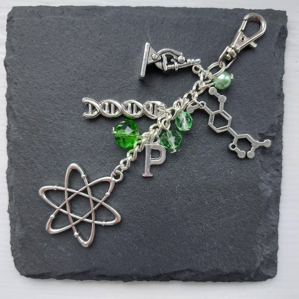 Scientist gift - science bag charm - scientific keychain - physics - chemistry - biology