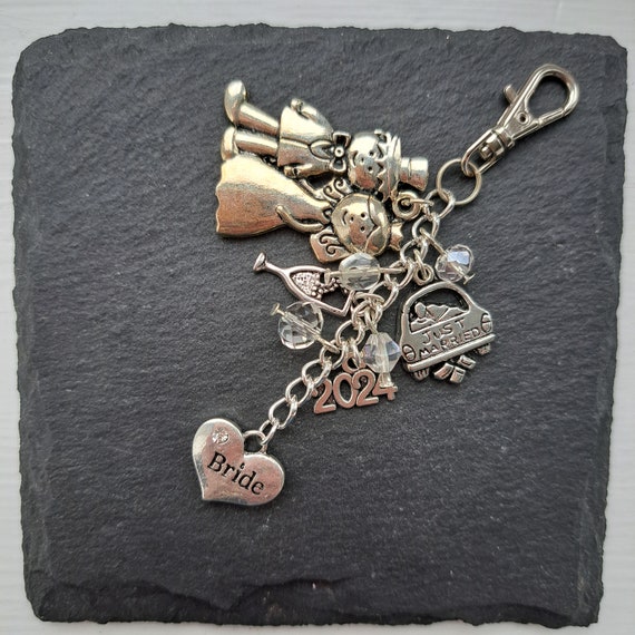 Custom Bride Bag Charm – Wedding Gift, Bridal Keychain