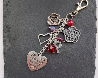 Alway in my heart bag charm - I love you keychain - Personalised anniversary gift - Keepsake gift