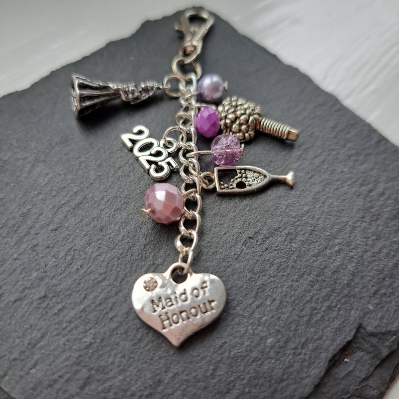 Maid of Honour bag charm Matron of honour keychain bridal party gifts image 6