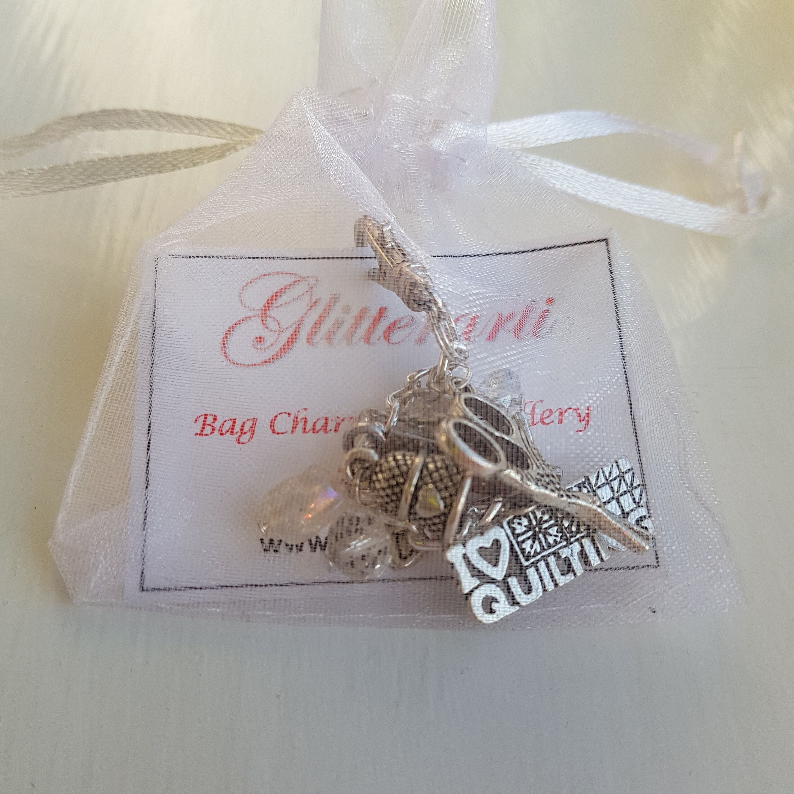 Quilting Keychain & Jewelry Set - Silver Plated Sewing Charm For Quilters (Great Gift Idea)