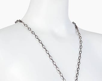 18" 7mm Oxidized Sterling Silver Chain for Pendants