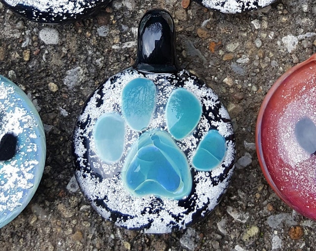 Buddy Paw Print Cremation Glass Pendant