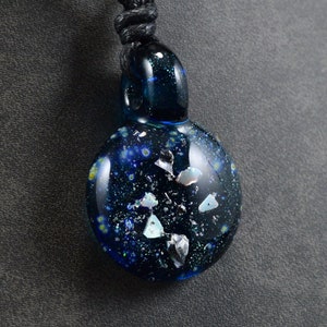 Heavy Blue Stardust Galaxy Pendant with Crushed Opal, Silver Flake & Silicone Carbide