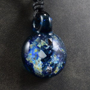 Heavy Blue Stardust Galaxy Pendant with Crushed Opal, Silver Flake & Silicone Carbide