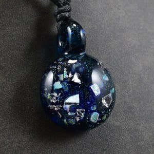 Heavy Blue Stardust Galaxy Pendant with Crushed Opal, Silver Flake & Silicone Carbide