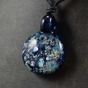 Heavy Blue Stardust Galaxy Pendant with Crushed Opal, Silicone Carbide and Silver Flake
