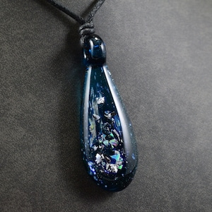 Heavy Blue Stardust Galaxy Pendant with Crushed Opal, Silver Flake & Silicone Carbide