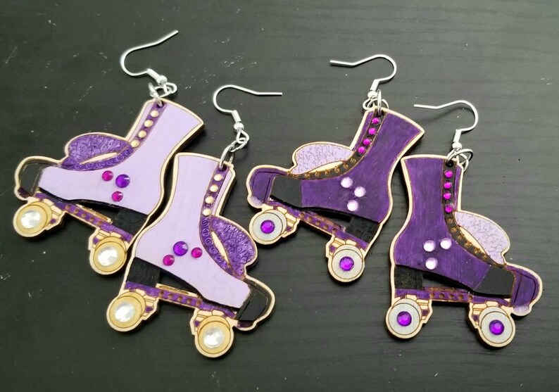 Add Gems for More Bling! Hand Painted OG /& Slider Skate Earrings CUSTOMIZE ME!!!