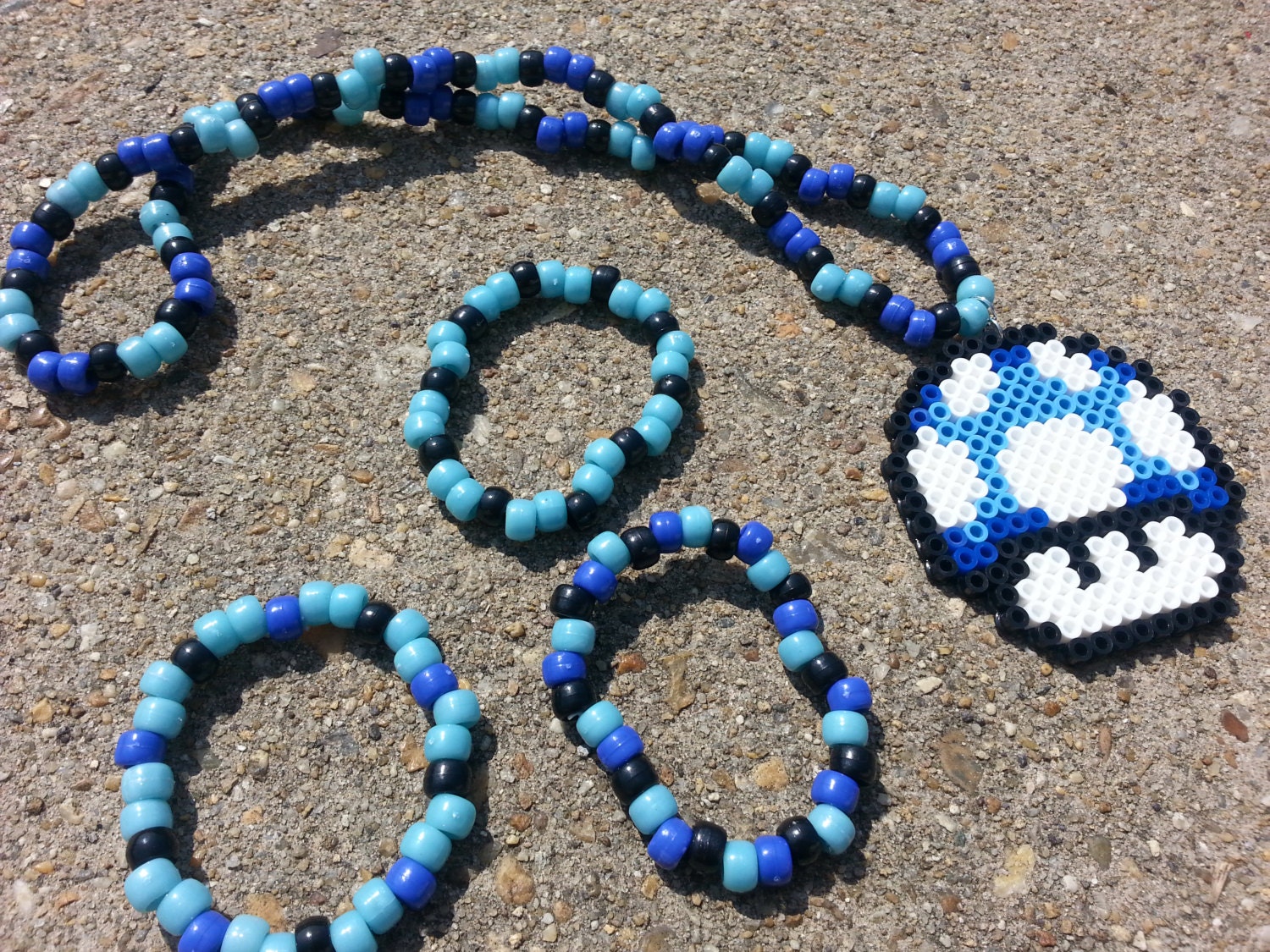 3 Mario Themed Kandi Bracelets, Perler Kandi, Rave Jewelry, Festival Jewelry