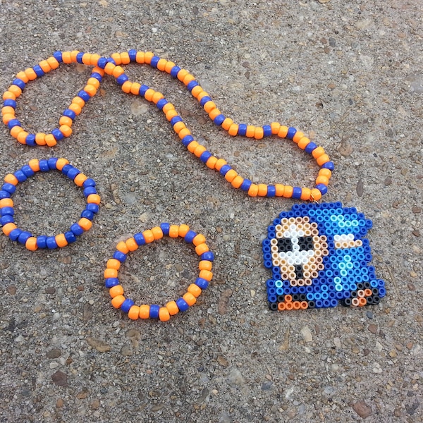 Kandi Necklace and Bracelet Bundle ~ Super Mario Brothers Inspired Enemy Shyguy Kandi Necklace ~ Rave Jewelry