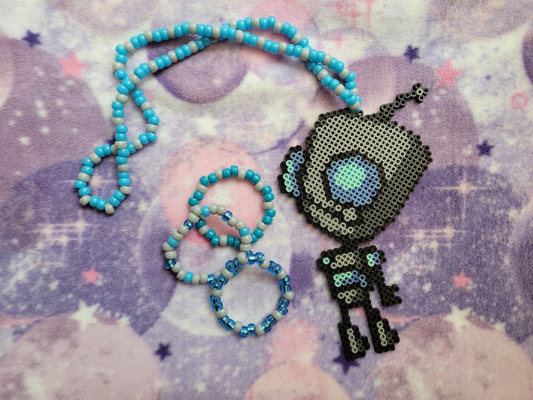 Kandi Necklace and Bracelet Bundle Invader Zim Inspired Gir Kandi