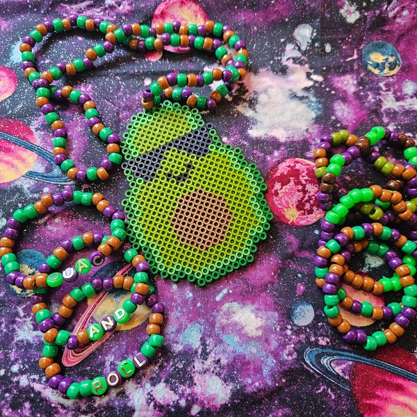 Avocado Attitude Kandi Necklace and Bracelet Set