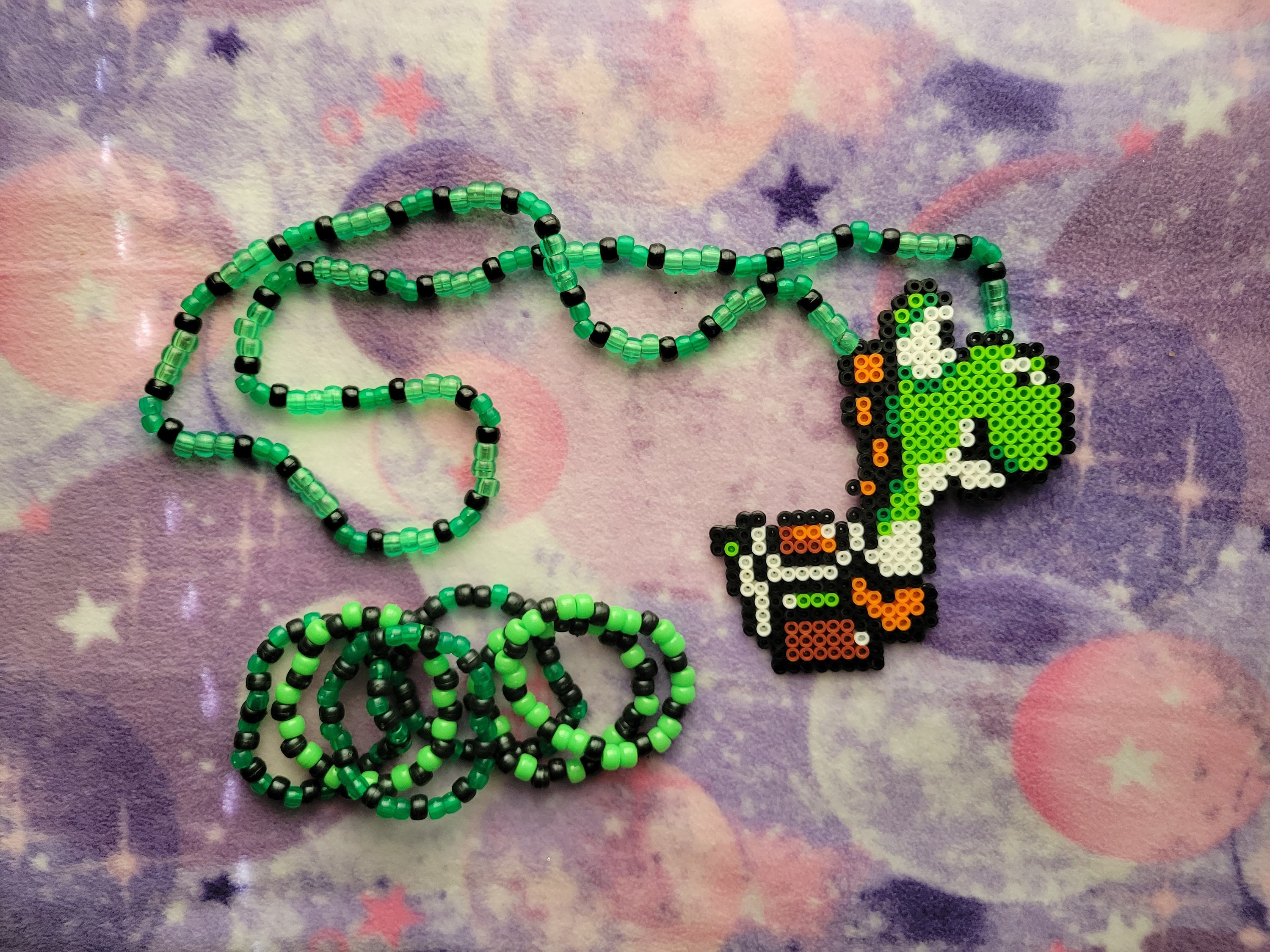 Mario Mini Kandi Necklace With Mini Perler Beads for Festival Party Rave  Event 