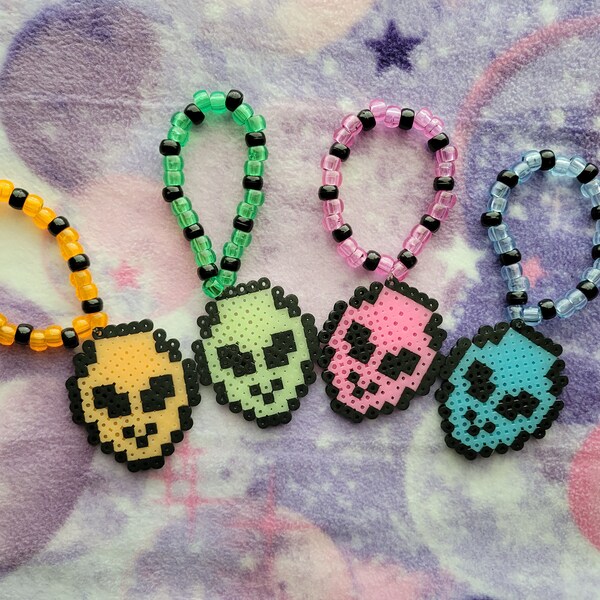 4 Piece Kandi Bracelet with Alien Charm  ~ Kandi Bracelet Bundle ~ Rave Jewelry