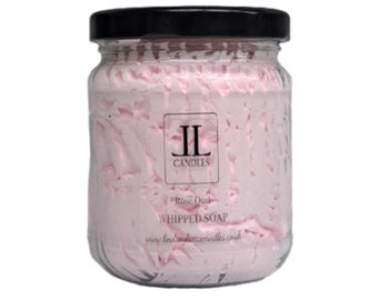 Whipped Soap In Oud and Rose Scent - 200g Mousse Bath Butter Reusable Glass Bottle