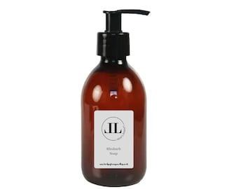Vloeibare handzeep in fruitige rabarbergeur - Glazen fles van 200 ml, fruitig