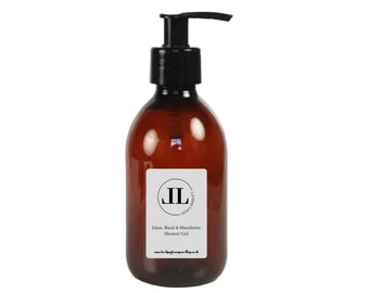 Lime, Basil and Mandarin Shower Gel Body Wash 200ml wiederverwendbare Glasflasche