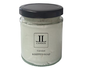 Whipped Soap In Coconut Scent - 200g Mousse Bath Butter Reusable Glass Bottle
