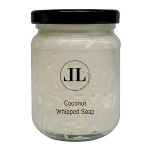 Whipped Soap In Coconut Scent - 200g Mousse Bath Butter Reusable Glass Bottle