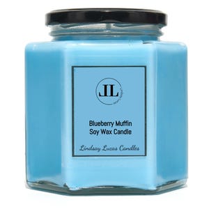 Blueberry Muffin Scented Soy Candle, Blue Sweet Bakery Candles Strong Smelling