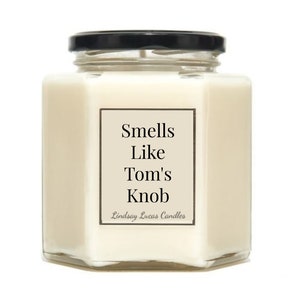 Smells Like Funny Personalised Penis Flaps Scented Candle Gift For Friend/Girlfriend/Boyfriend, Vegan Soy Candles. Add your own name Custom
