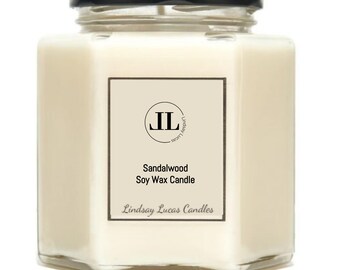 Candela al sandalo, fragranza erbacea terrosa maschile e legnosa, candele dal profumo intenso