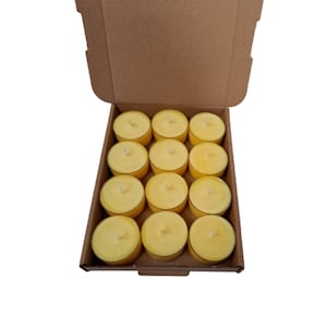 Lemon Eucalyptus Essential Oil Tea Light Candles 12 Per box Made with Soy Wax image 1