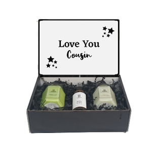 Personalisierte Cousin Kerze Geschenkbox Geschenkkorb