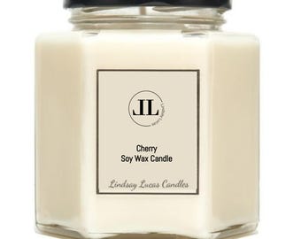 Cherry Scented Soy Wax Candles, Fruity Natural Vegan Candle